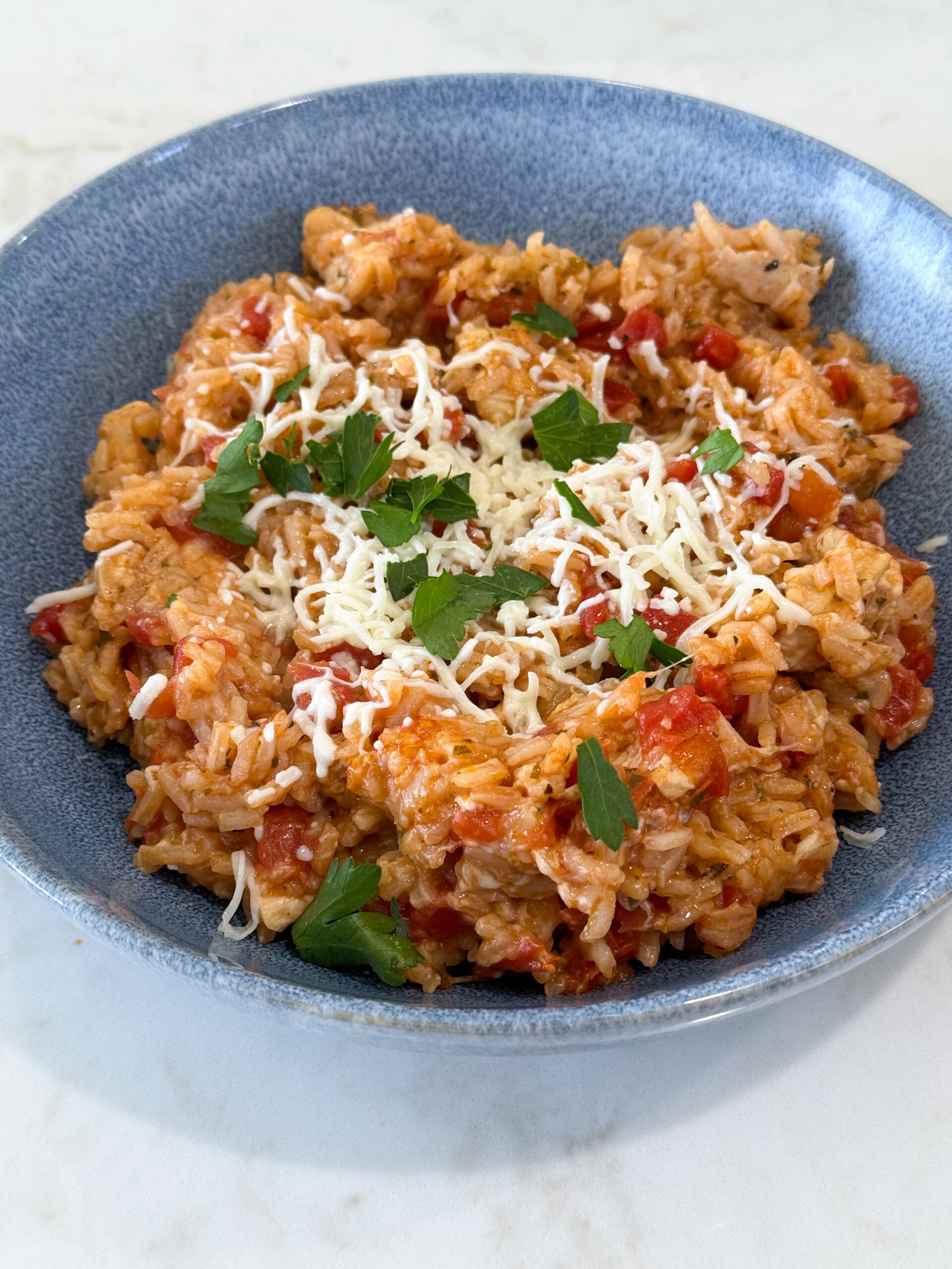 Caprese Chicken with Rice in One Pan