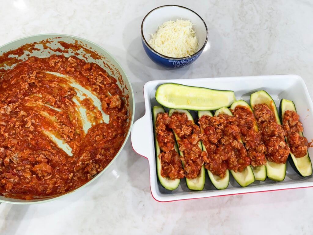 loading zucchini boats