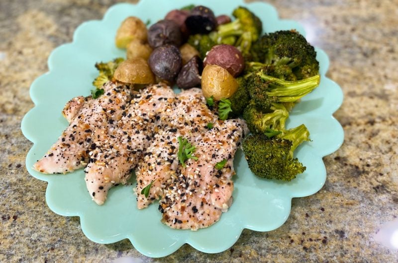 Everything Bagel Chicken & Veggie Sheet Pan Dinner