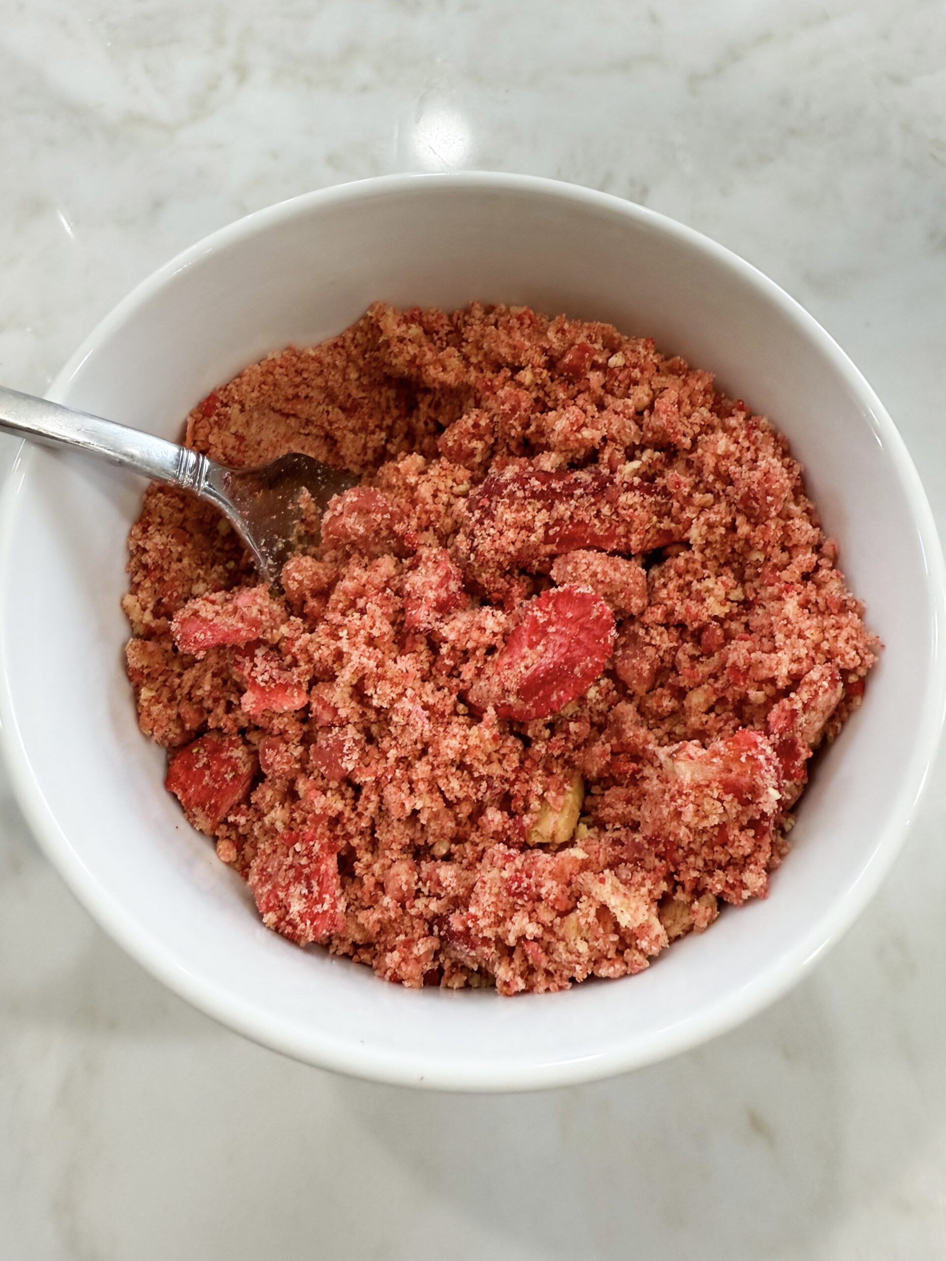 Strawberry, oreo, and melted butter crumble mixture