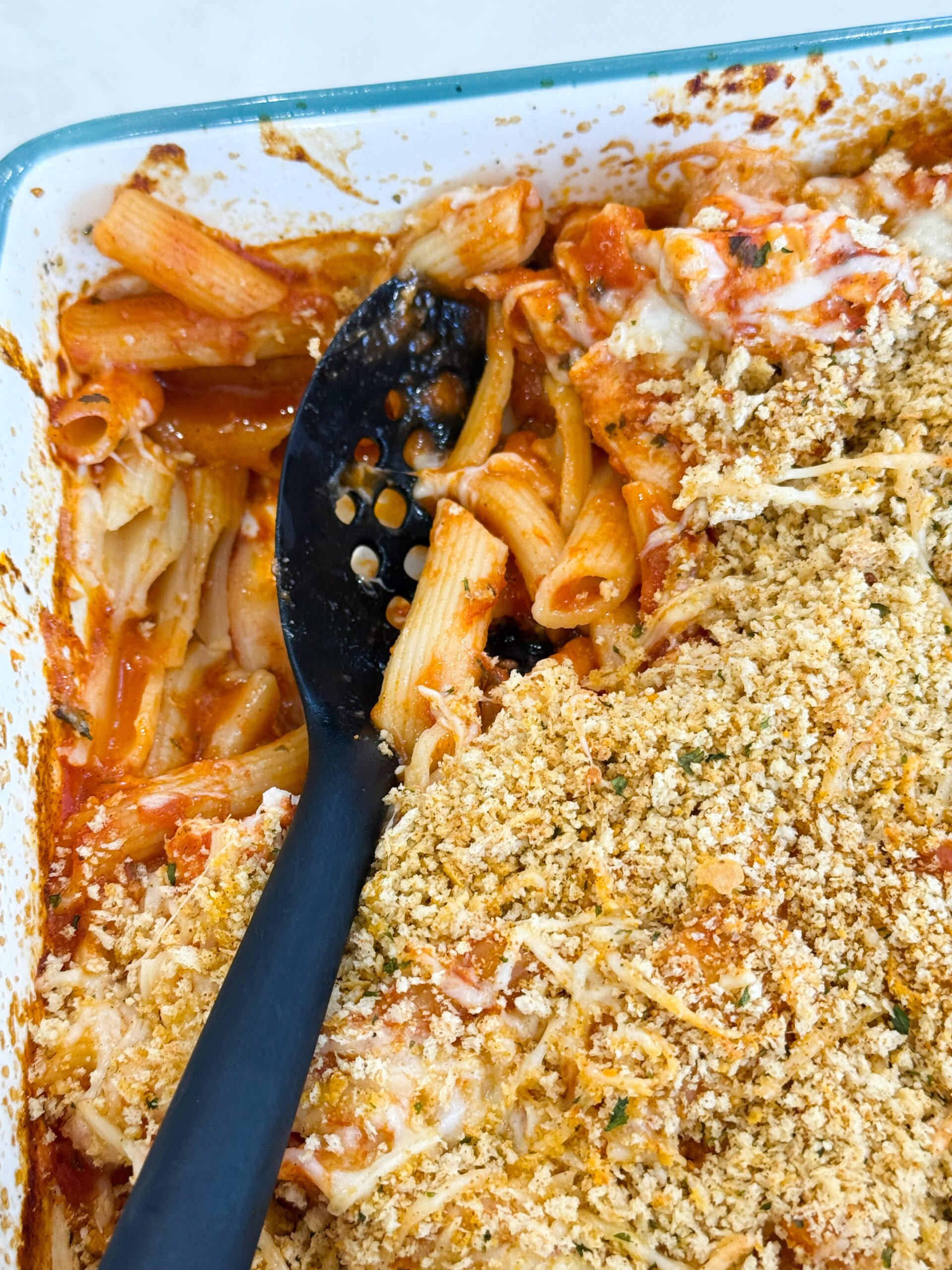 Golden baked chicken parmesan casserole with crispy topping