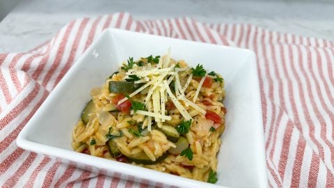 One pot orzo with vegetables