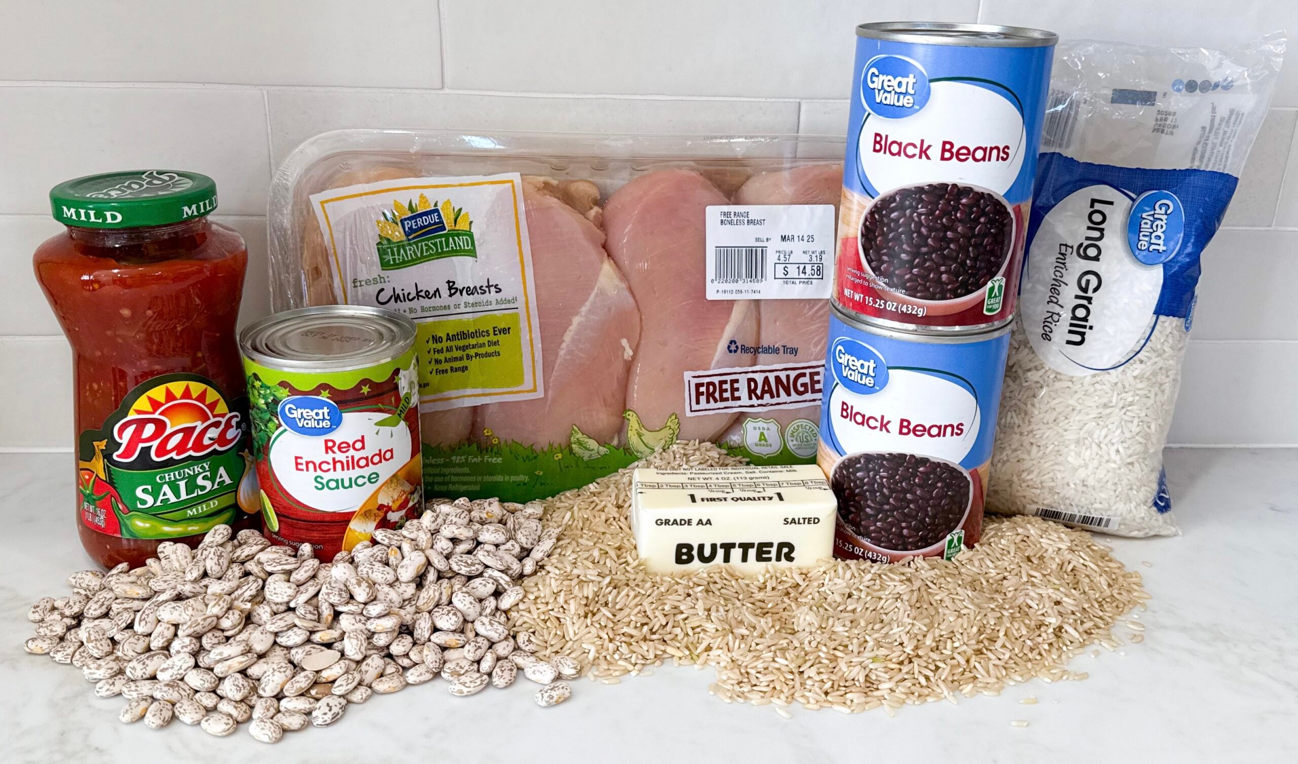 ingredients for chicken black bean rice casserole