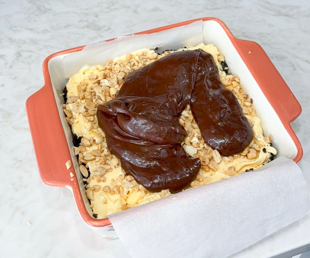 add fudge topping