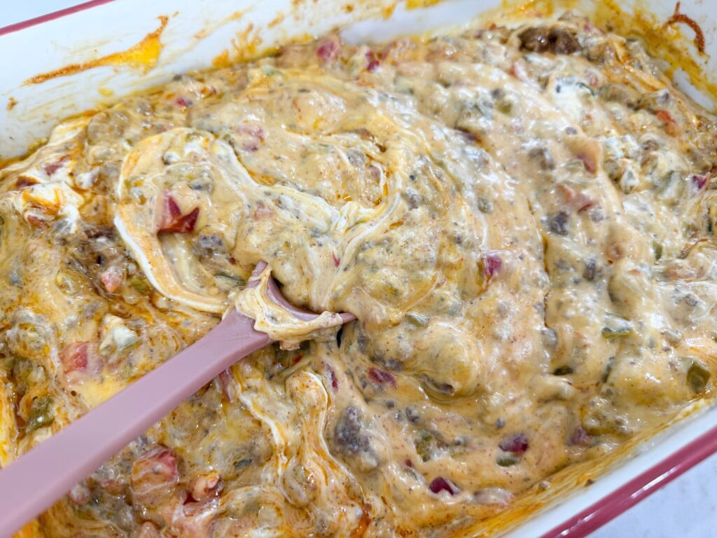 melty cheesy ground beef queso