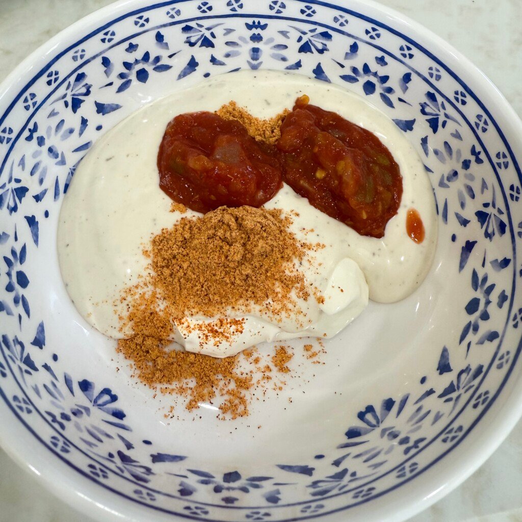 mix creamy ranch and salsa