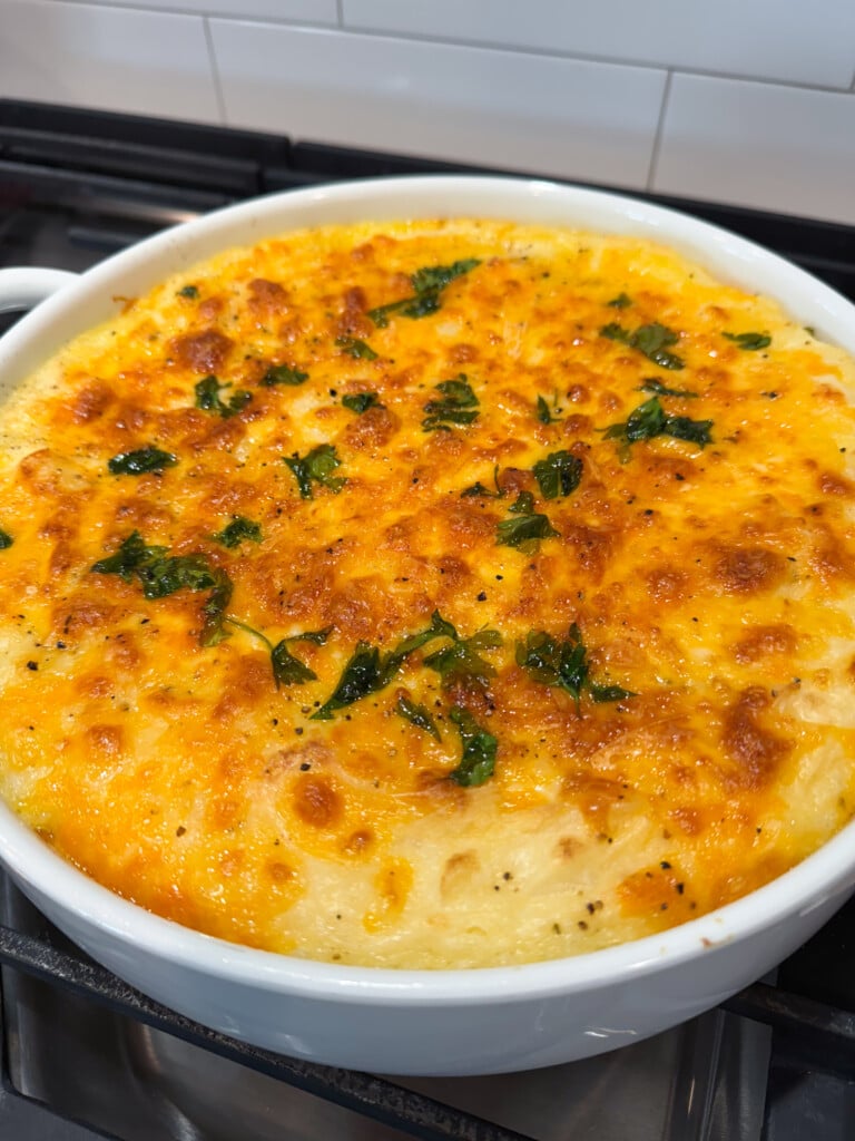 gold brown cheese mashed potatoes