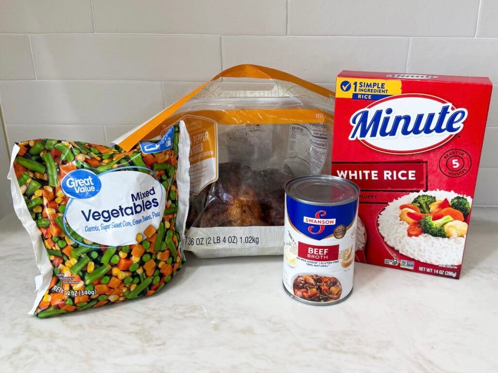 Chicken veggies and rice ingredients
