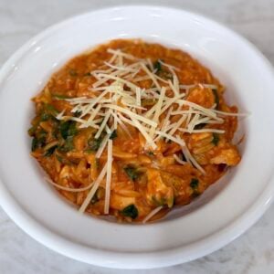 easy chicken and spinach with orzo