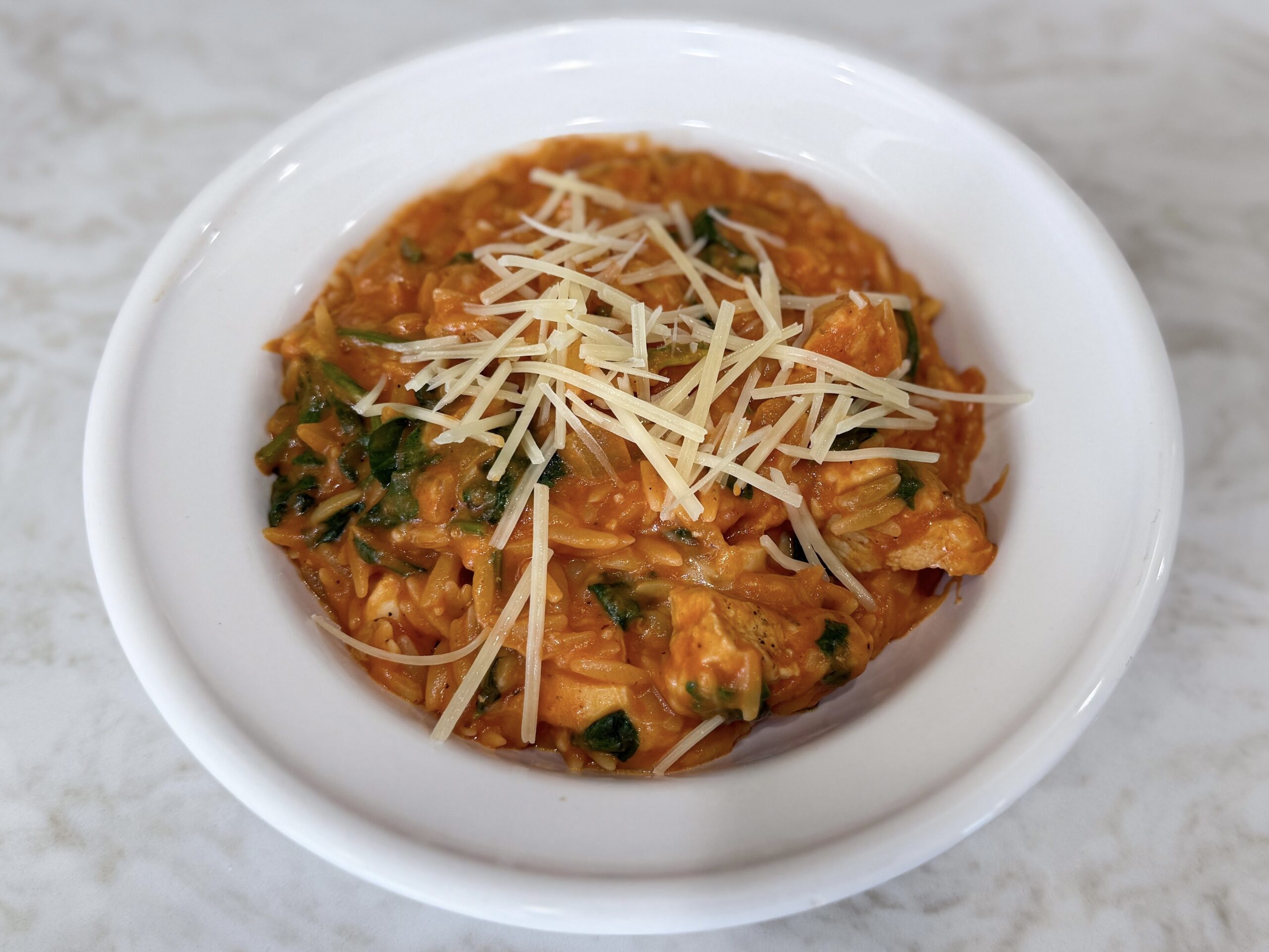 easy chicken and spinach with orzo