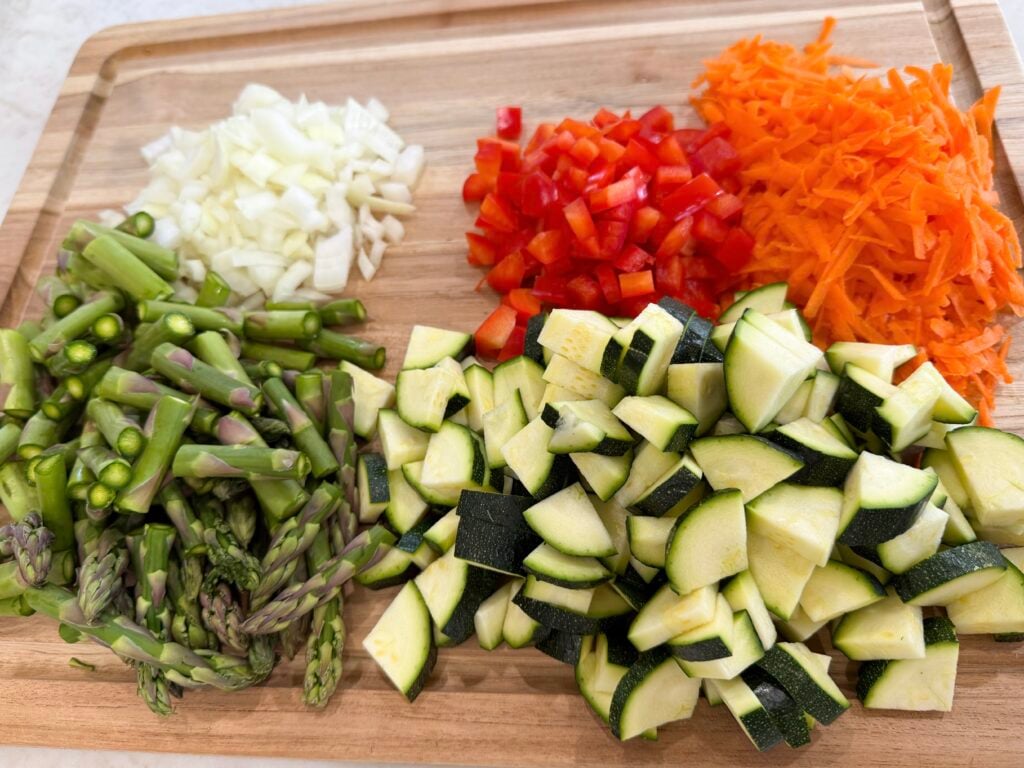chopped veggies for stir fry