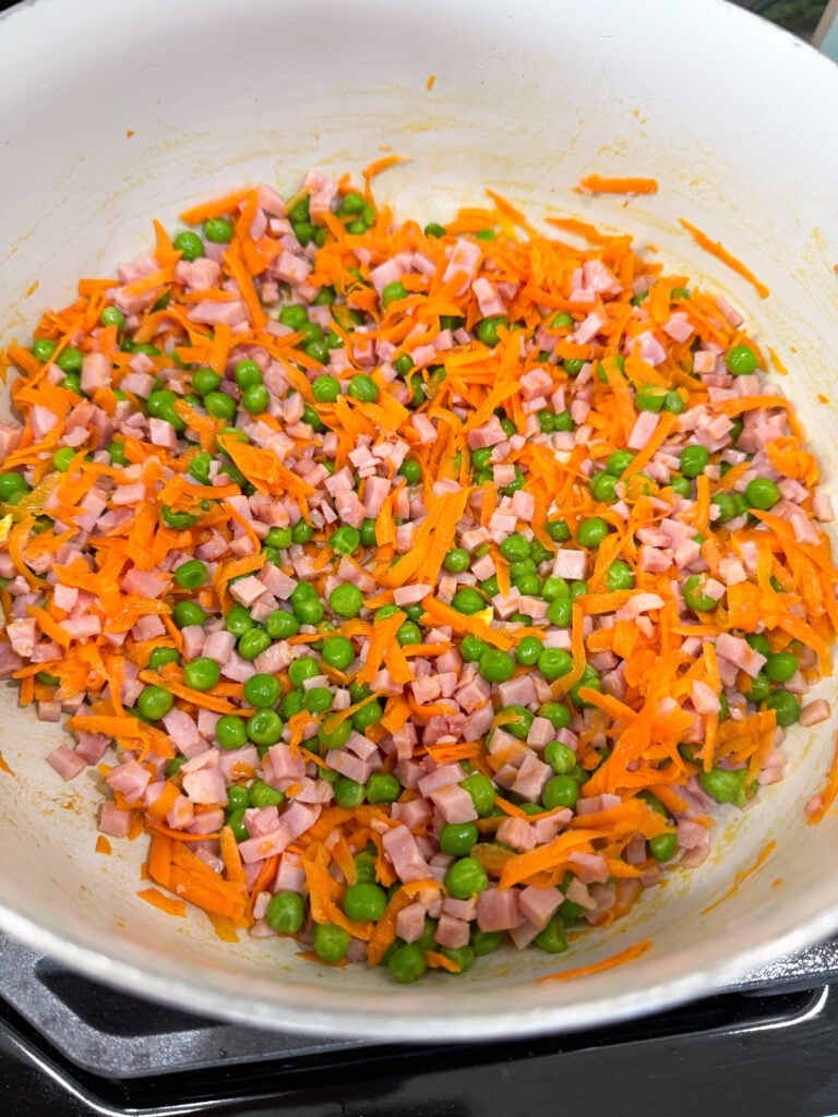 tender veggies and ham