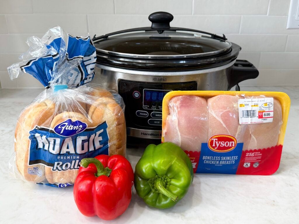 Crockpot Chicken Philly Cheesesteak Sandwiches Ingredients