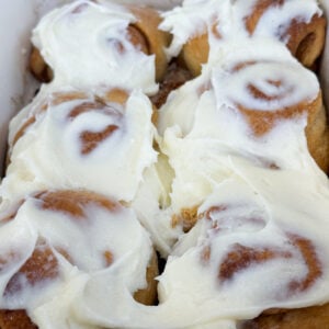 Crescent roll cinnamon rolls baked with cream cheese frosting