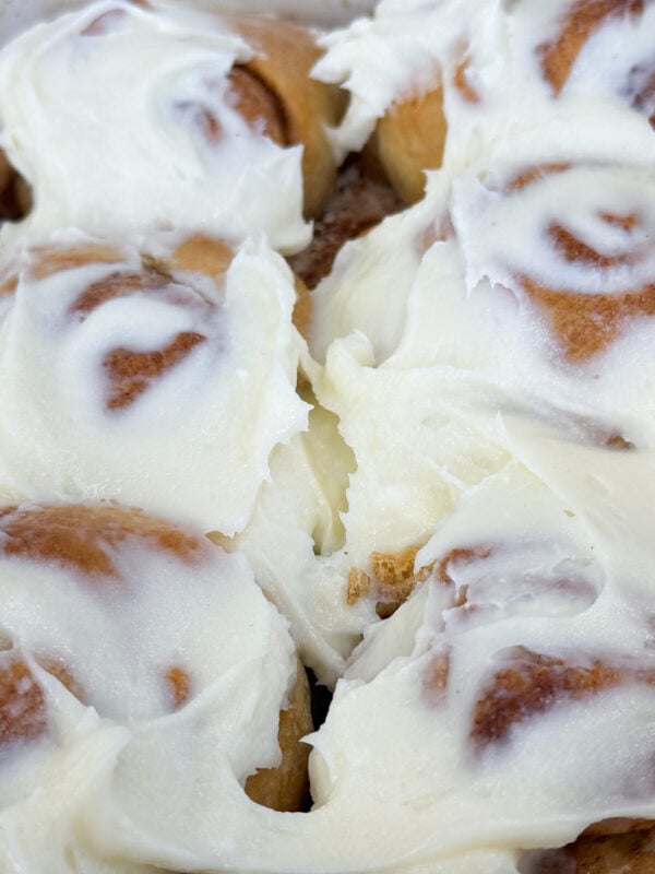 Crescent roll cinnamon rolls baked with cream cheese frosting