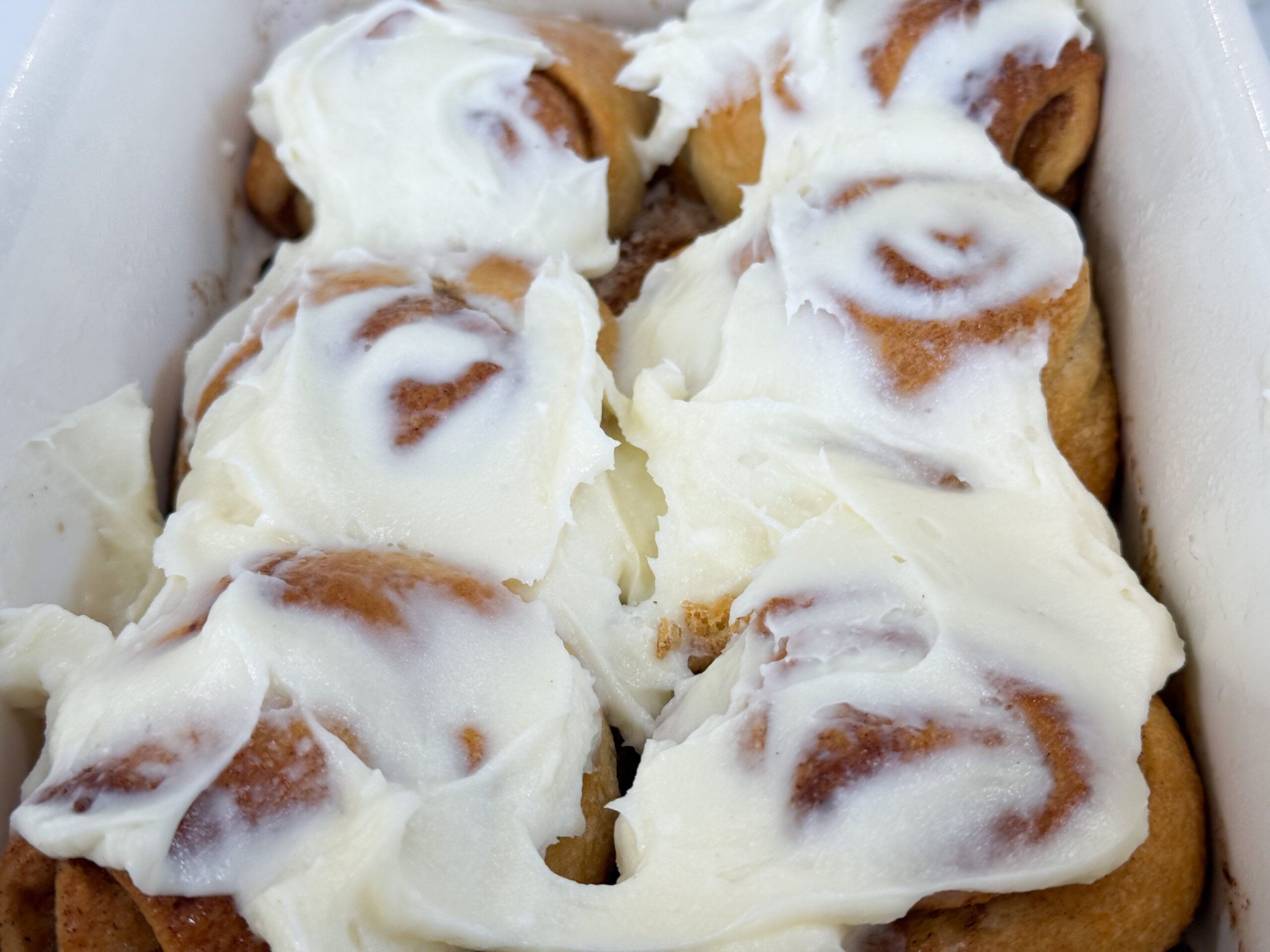 Crescent roll cinnamon rolls baked with cream cheese frosting