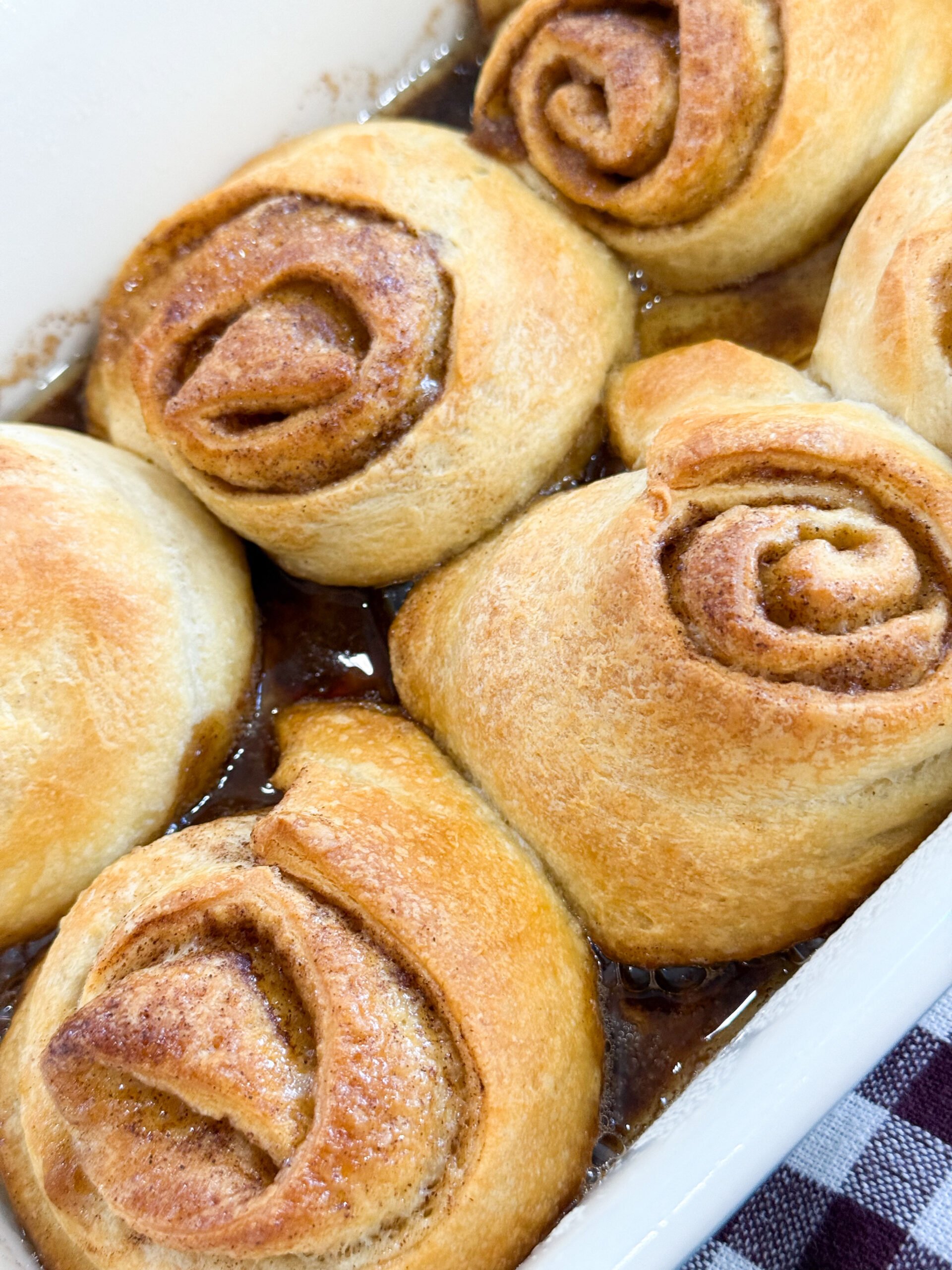 Cinnamon roll crescent rolls in a pan