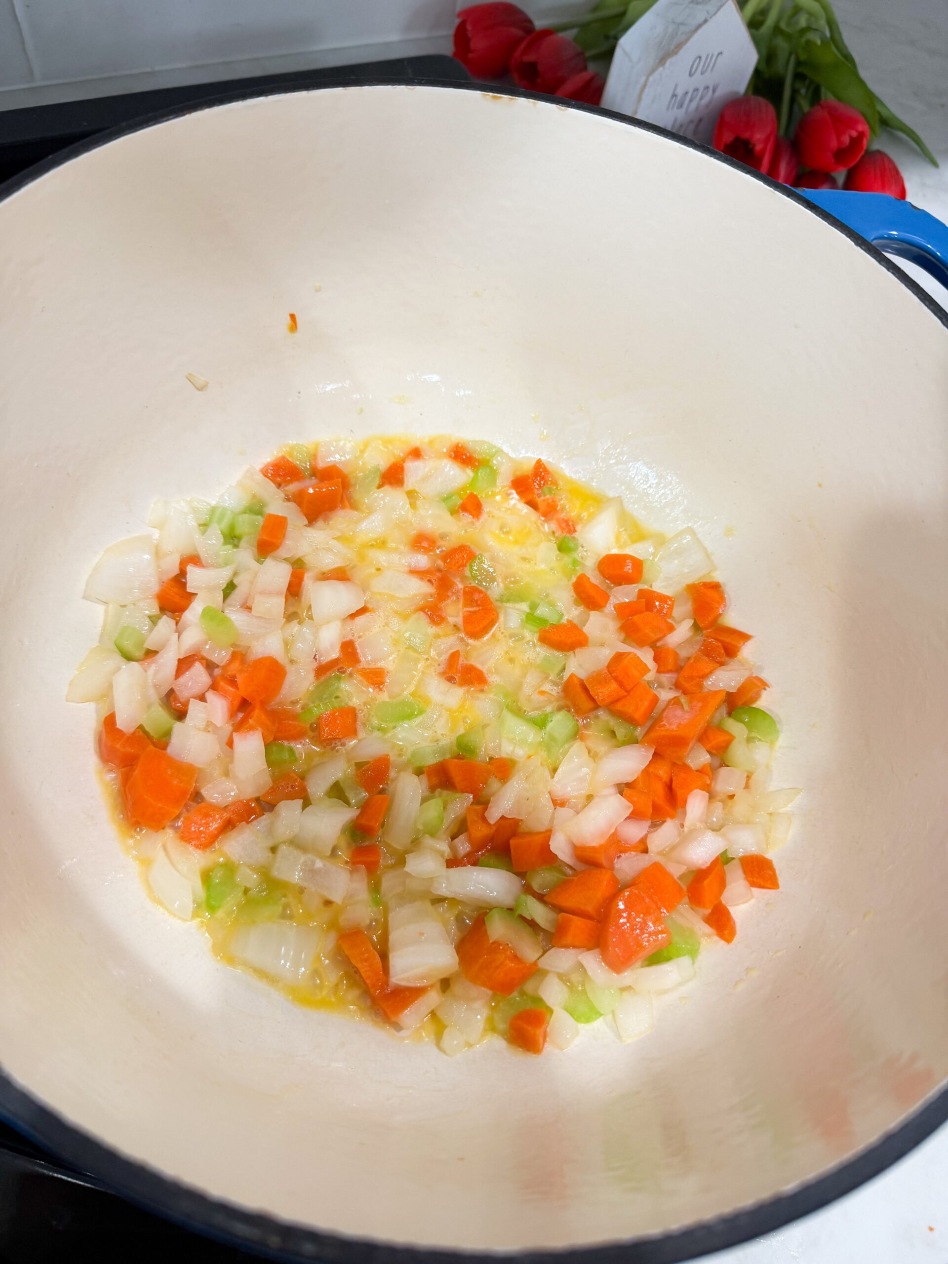 saut&eacute;ing vegetables in butter