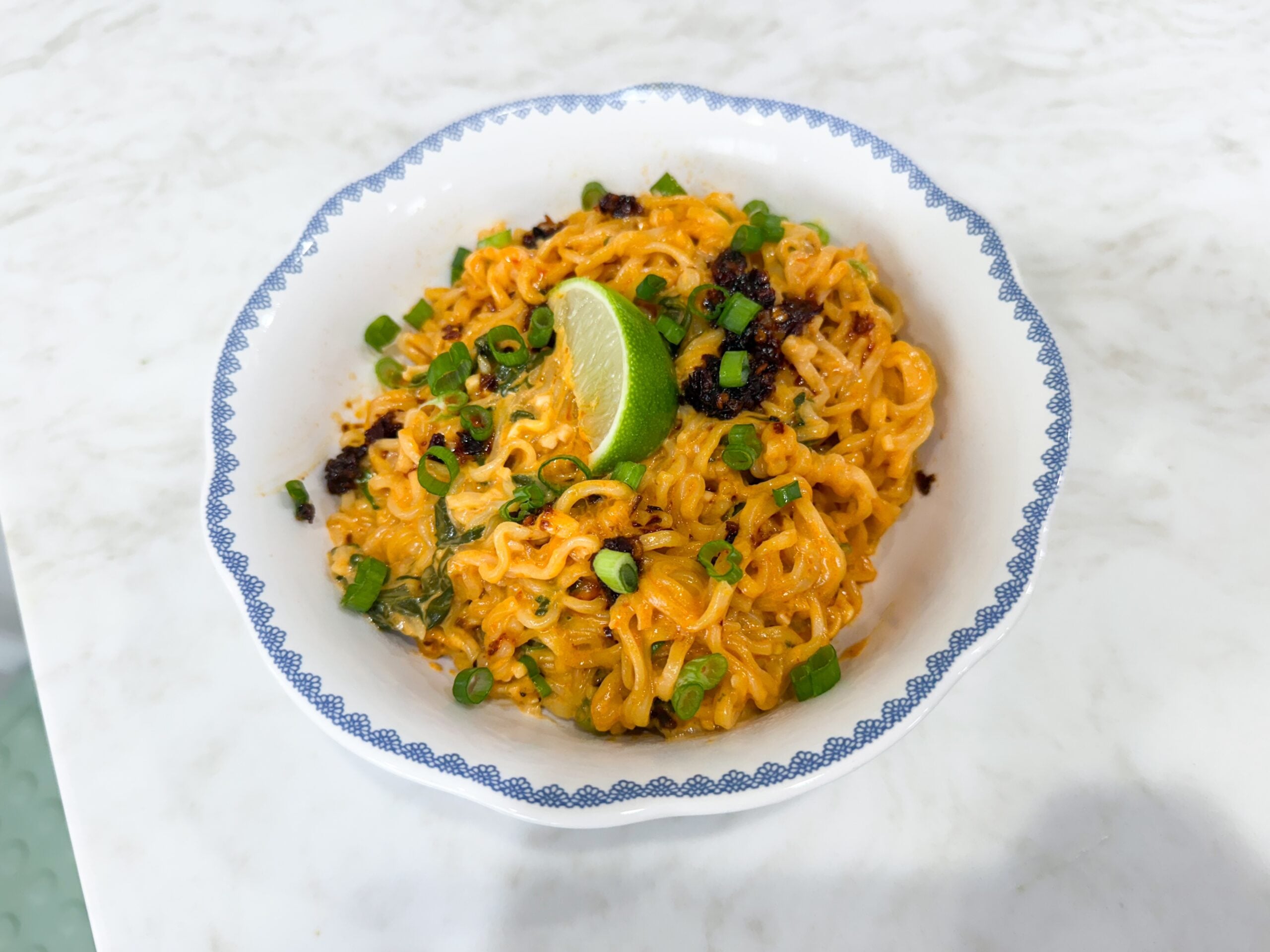 Coconut Red Curry Ramen Bake served in a bowl